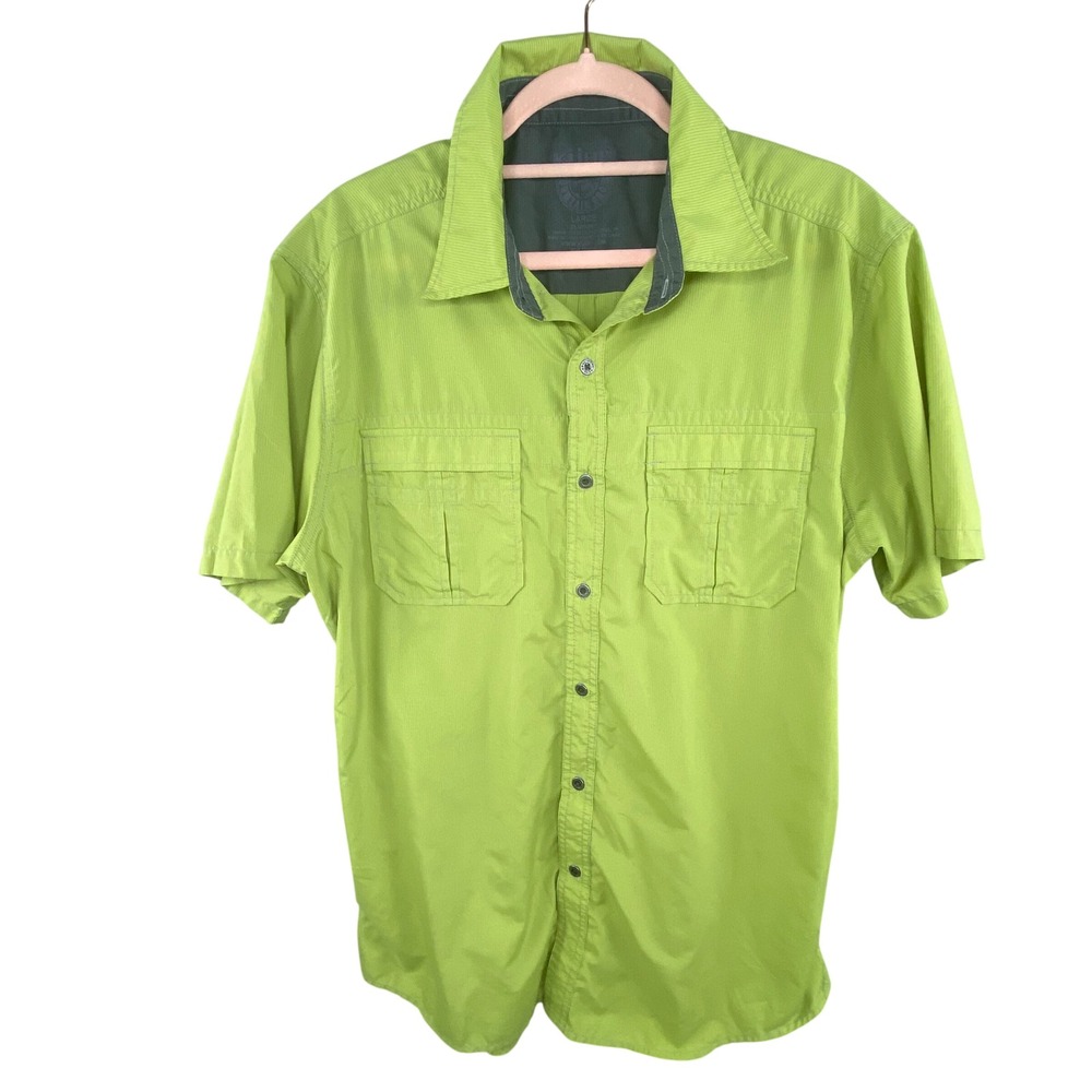 Kuhl Eluxur Button Up Shirt Mens Large Green Short Sleeve Gorpcore Hiking - Picture 1 of 14